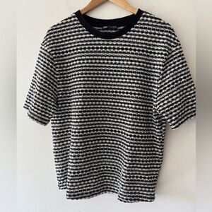 Zara Black & White Patterned Short Sleeve Shirt‎